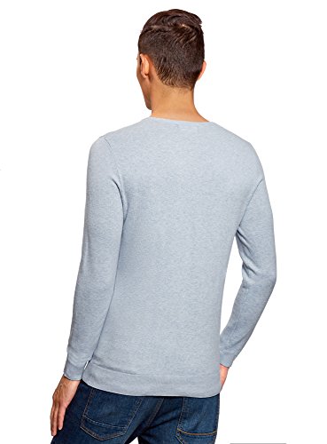 oodji Ultra Hombre Jersey Básico con Cuello Redondo, Azul, ES 56 / XL