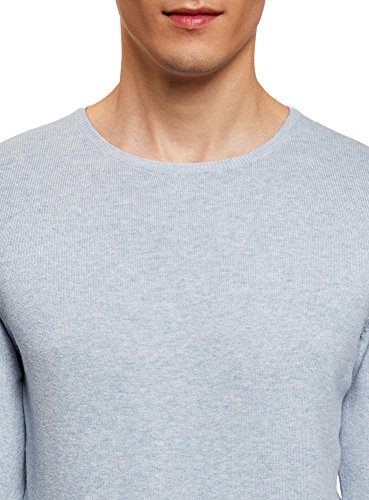 oodji Ultra Hombre Jersey Básico con Cuello Redondo, Azul, ES 56 / XL
