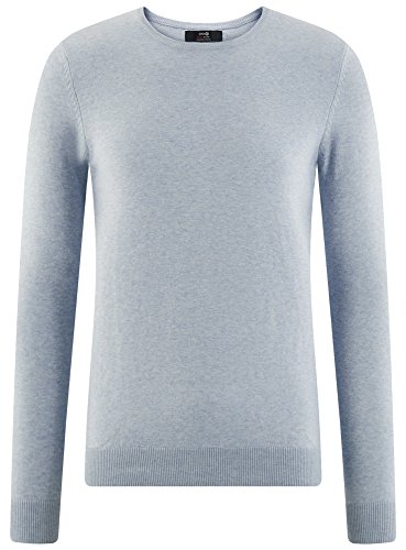 oodji Ultra Hombre Jersey Básico con Cuello Redondo, Azul, ES 56 / XL