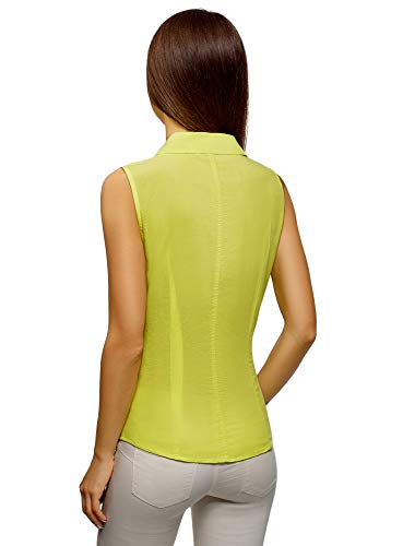 oodji Ultra Mujer Camisa Básica sin Mangas, Verde, ES 38 / S