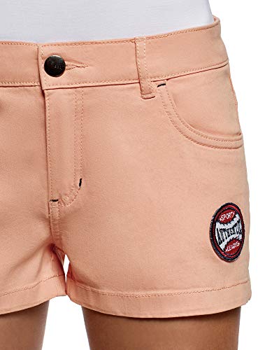 oodji Ultra Mujer Pantalones Cortos de Algodón con Parches, Rosa, ES 44 / XL