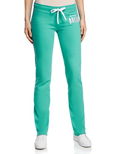 oodji Ultra Mujer Pantalones de Punto con Cordones, Verde, ES 36 / XS