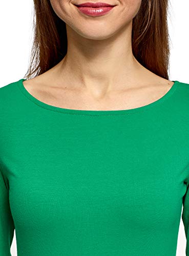 oodji Ultra Mujer Vestido de Punto Básico, Verde, ES 34 / XXS