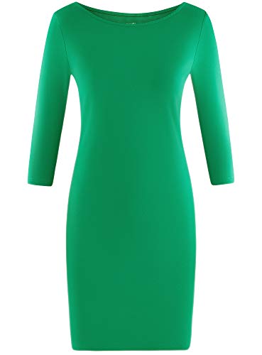 oodji Ultra Mujer Vestido de Punto Básico, Verde, ES 34 / XXS