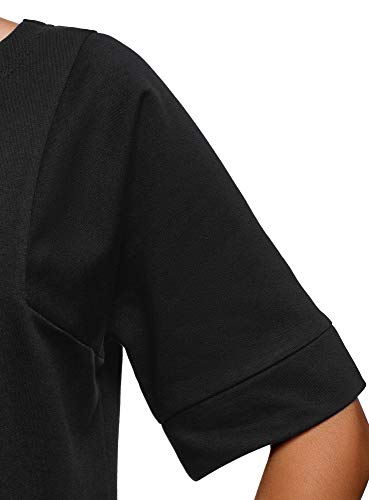 oodji Ultra Mujer Vestido Recto de Algodón, Negro, ES 36 / XS