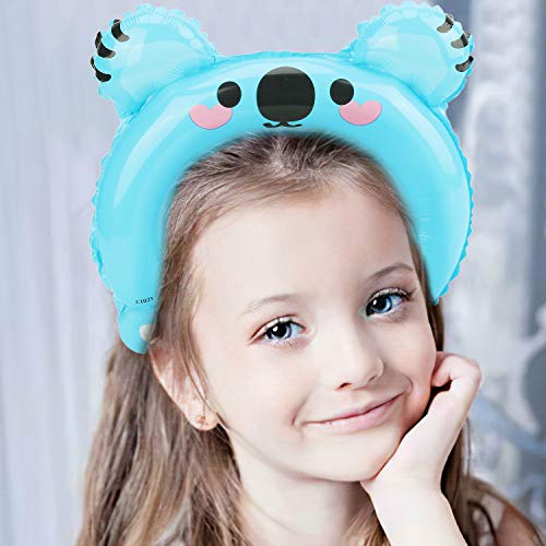 OOTSR 32 Piezas Diademas inflables, Globo de Aluminio Diadema de Animales para cumpleaños / Boda / Halloween / Suministros de Fiesta de Navidad, con 3 pajitas, 1 Bomba