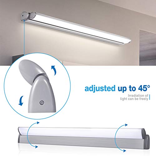 OOWOLF Lámpara De Espejo Led, 18W Lámpara De Baño Espejo 60cm 4000k Blanca Neutro Luz De Espejo Luz Dirección Ajustable Para Maquillaje, Espejo, Baño