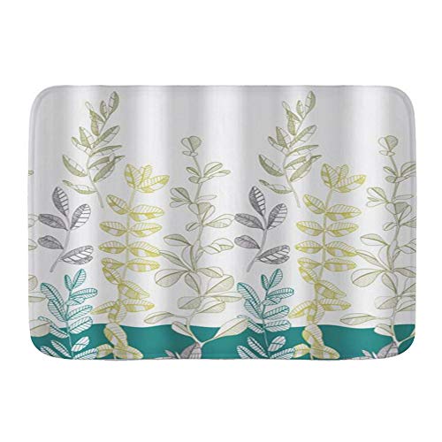 Opehodecor Alfombra de baño Alfombra Antideslizante,Patrón Hoja con Hojas Bambú Sauce Blanco Azul Conectado,Alfombras Modernas de Microfibra para baño Alfombra de baño Suave 29.5"X 17.5"