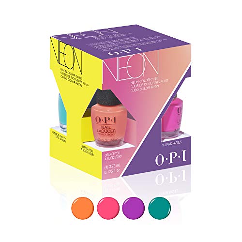OPI Mini, Gel de Manicura y Pedicura Neons Summer 19 Mini Cube Kit - 4 Piezas