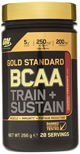 Optimum Nutrition ON Gold Standard BCAA Polvo, Suplementos Deportivos con Aminoacidos, Vitamina C, Zinc, Magnesio y Electrolitos, Frambuesa y Granada, 28 Porciones, 266g, Embalaje Puede Variar