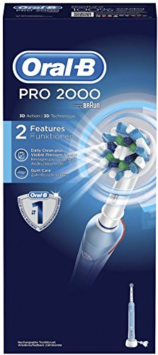 Oral-B Pro 2000 - Cepillo de dientes eléctrico recargable, mango, 2 modos incluyendo cuidado de las encías y cabezal de cepillo de dientes, tecnología Braun