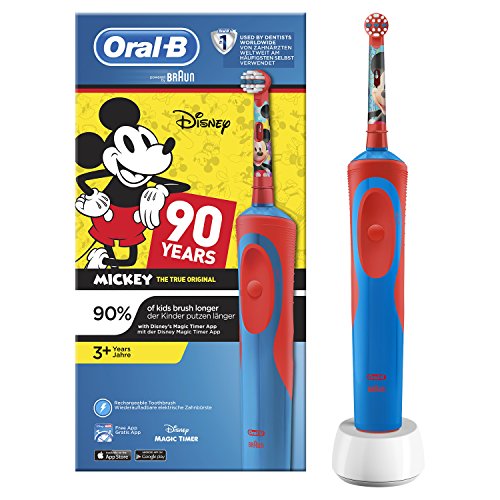 Oral-B Stages Power Kids - Cepillo Eléctrico Recargable para Niños con Personajes de Mickey de Disney, 1 Mango, Cabezal de Recambio x 1