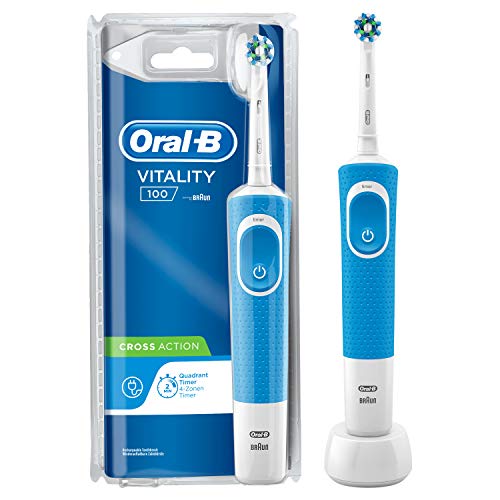 Oral-B Vitality 100, Cepillo eléctrico recargable con tecnología de Braun, 1 mango azul, 1 cabezal de recambio CrossAction