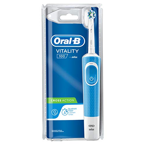 Oral-B Vitality 100, Cepillo eléctrico recargable con tecnología de Braun, 1 mango azul, 1 cabezal de recambio CrossAction