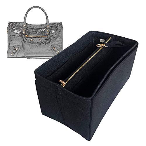 Organizador clásico de la ciudad, bolsa de fieltro para insertar el bolso de fieltro, bolsa protectora para organizar el bolso (estilo B), Negro (Negro) - JKS-B-1-Black