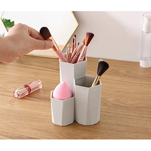 Organizador de brochas de maquillaje Toyvian, organizador de cosméticos, soporte para lápices, color blanco