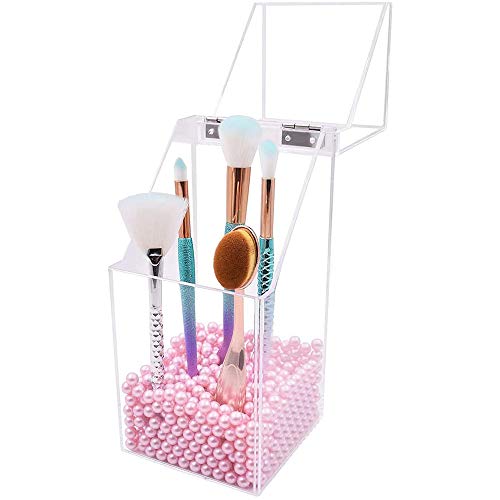 Organizador de Cepillos brochas de Maquillaje,Sostenedor del Almacenamiento de la Pluma de la Ceja del Cepillo Cosmético con la Tapa, Conveniente para los Accesorios Femeninos del Maquillaje