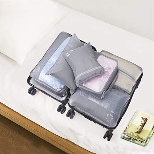 Organizador de Equipaje Impermeable, 6 Set de Organizador de Viaje para Maletas con Bolsa de Almacenamiento Transpirable para Zapatos, Ropas Sucias y Cosméticos, Material Nylon