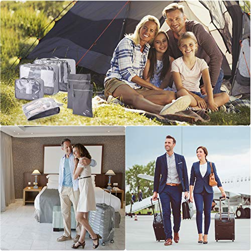 Organizador de Equipaje Impermeable, 6 Set de Organizador de Viaje para Maletas con Bolsa de Almacenamiento Transpirable para Zapatos, Ropas Sucias y Cosméticos, Material Nylon