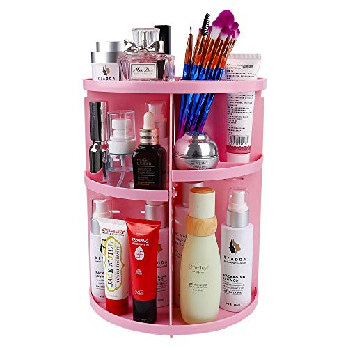 Organizador de Maquillaje Giratorio de Rotación 360 Grados, Ajustable Almacenamiento Cosmético, Soporte de Exhibición Caja de Almacenaje se Adapta a Joyas, Pinceles, Lápices Labiales y más