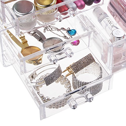 Organizadores de cosméticos XXXL,Caja Organizador para Cosméticos,20 Compartimentos,4 Grande Cajones Acrílico
