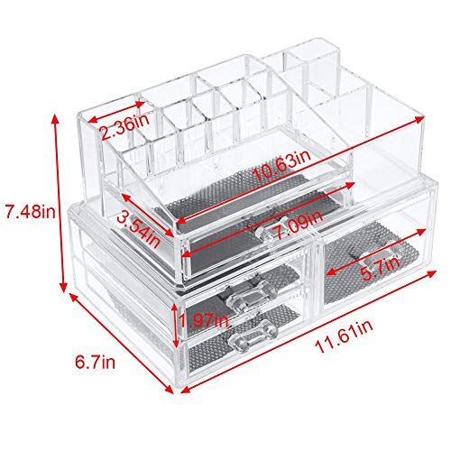 Organizadores de cosméticos XXXL,Caja Organizador para Cosméticos,20 Compartimentos,4 Grande Cajones Acrílico