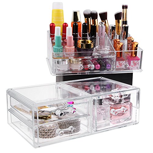 Organizadores de cosméticos XXXL,Caja Organizador para Cosméticos,20 Compartimentos,4 Grande Cajones Acrílico