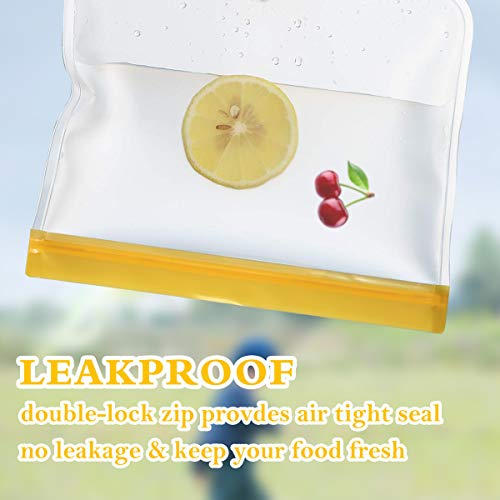 OrgaWise Bolsa Silicona Extra Grueso Cierre Hermético Doble, 6 Piezas Bolsas Alimentos Reutilizables Multifuncional de para Frutas y Carne Vegetales