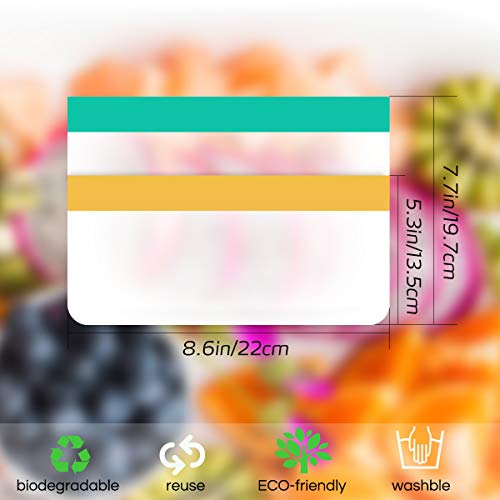 OrgaWise Bolsa Silicona Extra Grueso Cierre Hermético Doble, 6 Piezas Bolsas Alimentos Reutilizables Multifuncional de para Frutas y Carne Vegetales