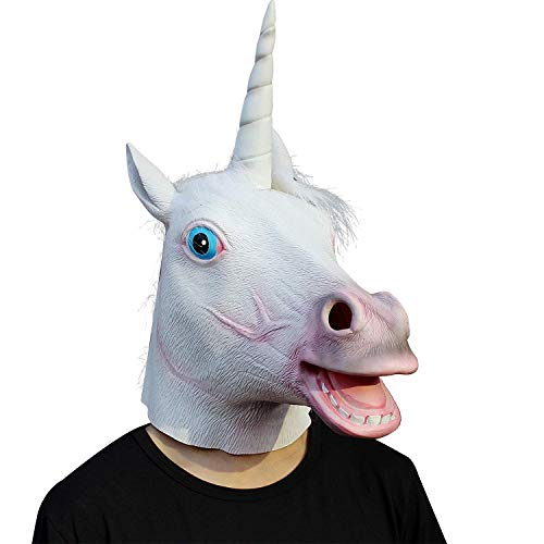 Original Cup - Máscara de Cabeza Animal de Látex, Halloween, Concierto, Fiesta, para Adultos - Unicornio