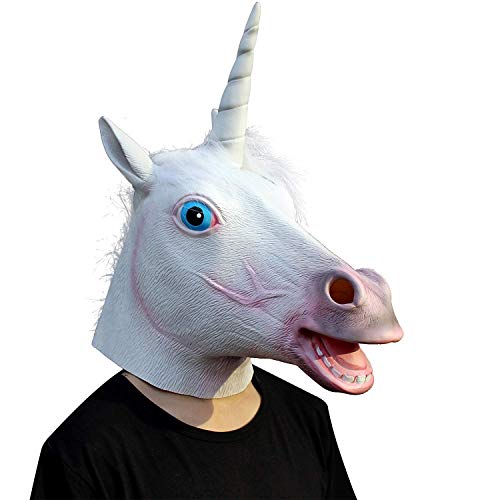 Original Cup - Máscara de Cabeza Animal de Látex, Halloween, Concierto, Fiesta, para Adultos - Unicornio