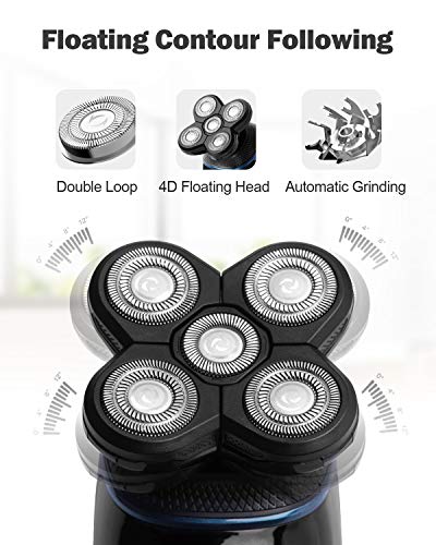 OriHea Afeitadora eléctrica para hombre, 6 en 1, afeitadoras de cabeza para hombres calvos, rotativas eléctricas, cortadoras de barba, kit de aseo IPX7, resistente al agua