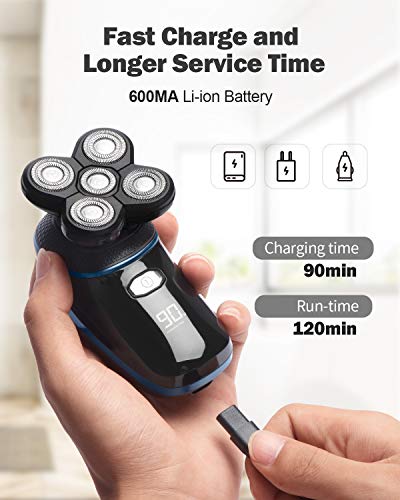 OriHea Afeitadora eléctrica para hombre, 6 en 1, afeitadoras de cabeza para hombres calvos, rotativas eléctricas, cortadoras de barba, kit de aseo IPX7, resistente al agua