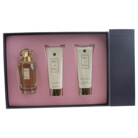 Oscar De La Renta Live In Love - Set de regalo de 3 piezas con borde de spray, loción corporal de 9,5 ml, 3 unidades