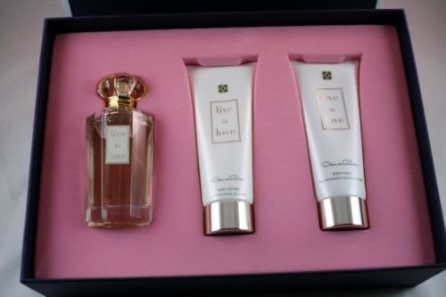 Oscar De La Renta Live In Love - Set de regalo de 3 piezas con borde de spray, loción corporal de 9,5 ml, 3 unidades