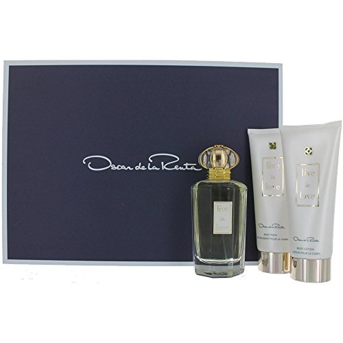 Oscar De La Renta Live In Love - Set de regalo de 3 piezas con borde de spray, loción corporal de 9,5 ml, 3 unidades