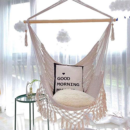 Oscilación de los niños Niños Jóvenes del swing colgantes del asiento oscilación perfecto for interiores Conjuntos de jardín Gym & Swings (Color: blanco-crema, tamaño: El tamaño libre), Tamaño: tamaño