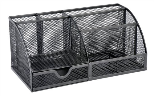 Osco MD02-BLK - Organizador grande de escritorio de malla metálica, color negro