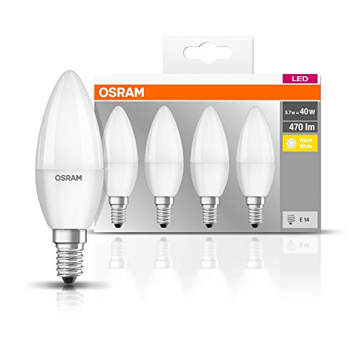 Osram 819474 Bombilla LED E14, 5 W = 40 Watt, Blanco, 4 Unidades