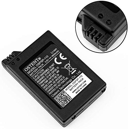 OSTENT Alta Capacidad Calidad Real 1800mAh 3.6V Recargable Batería Paquete Reemplazo Litio Ion para Sony PSP 1000 PSP-110 Consola
