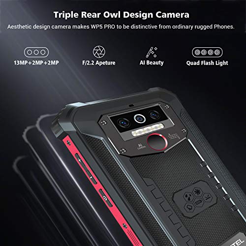 OUKITEL WP5 Pro Android 10 4GB+64GB Móvil Libre Resistente,IP68 Telefonos Robusto, Dual 4G Impermeable Smartphone, 8000mAh Batería Rugged Móvil,5.5'' HD+,Triple Cámara,4 LED Flash (Naranja)