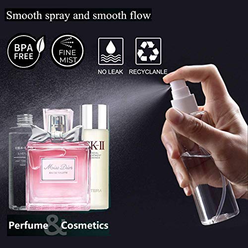 Oumakiku Botellas de Spray Botellas de Viaje Spray de Niebla Fina Transparente Set Contenedores de Líquido Transparente Recargables para Perfume Loción de Maquillaje Cosmético 6 Piezas 50 ml 100 ml