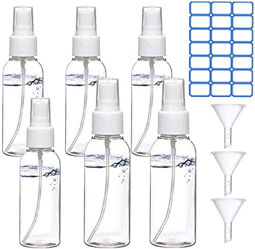 Oumakiku Botellas de Spray Botellas de Viaje Spray de Niebla Fina Transparente Set Contenedores de Líquido Transparente Recargables para Perfume Loción de Maquillaje Cosmético 6 Piezas 50 ml 100 ml