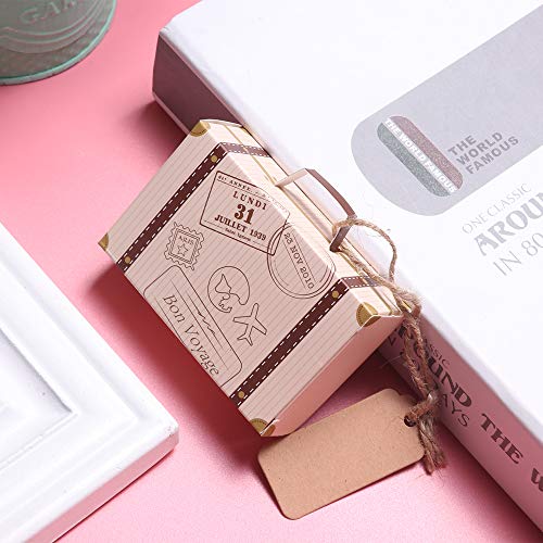 OurLeeme 30 Piezas de Cajas de Dulces, Forma de Mini Maleta Caja de Papel Duradera Delicada Galletas de Chocolate Dulce Bolsas de Regalo para Fiesta, Boda, cumpleaños