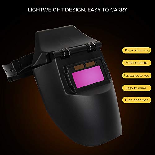 OurLeeme Casco para soldar, Solar Fotoeléctrico automático UV Máscara Protectora con Solapa Protectora Máscara soldadora Casco con Rango de Sombra Ajustable para Soldadura (Negro-2)