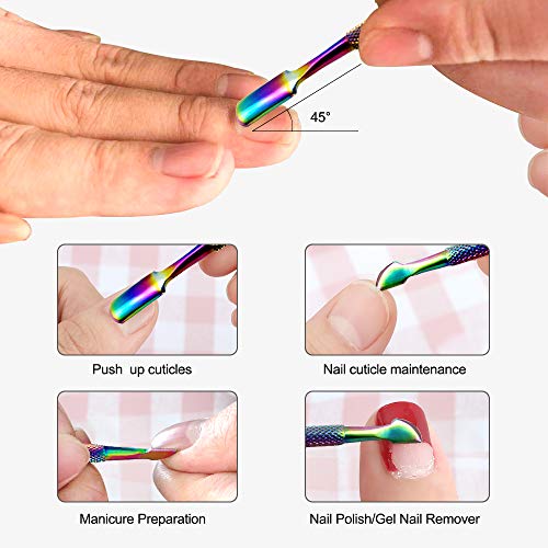 OurTop Pinza de Cutículas con Levantador de Cutícula Removedor, 5PCS Alicate Para Cutículas y Herramienta de cortador de cutículas para las Uñas de Dedos de Manos y Pies