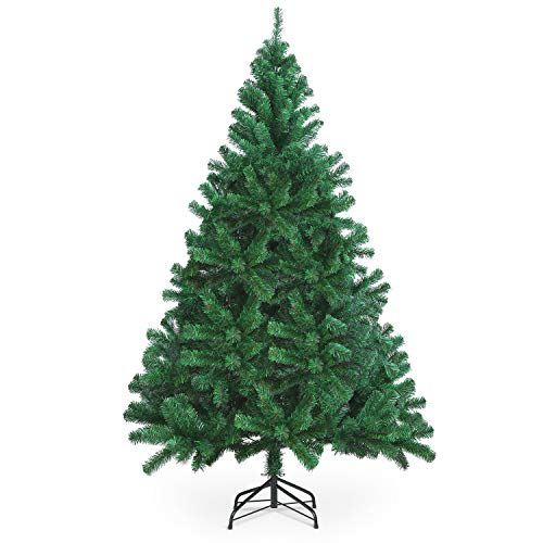 OUSFOT Árbol de Navidad Artificial Árbol Navideña 182 cm 800 Ramas Material PVC Natural Verde con Soporte en Metal