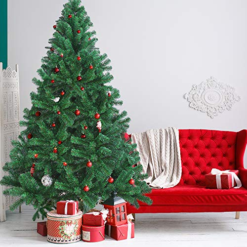 OUSFOT Árbol de Navidad Artificial Árbol Navideña 182 cm 800 Ramas Material PVC Natural Verde con Soporte en Metal
