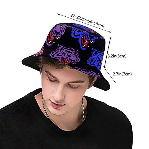out Angry Neon Heads Wild Tiger Unisex Gorros de Pescador Sombreros de Pesca Flat Top Fisherman Hat Outdoor Sun Cap