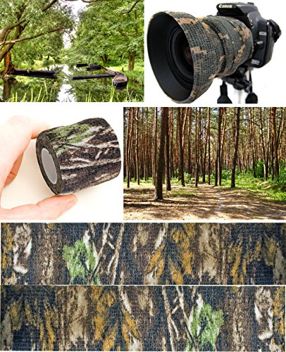 Outdoor Saxx® - Cinta de camuflaje con diseño de árbol real y bosque, impermeable, multiusos, para cámara, cazadores, pesca, fotografías, 4,5 m, juego de 3